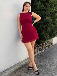 Nezia Cruz Váy lưới không tay cỡ lớn dành cho nữ, Xuân/Hè - Màu Đỏ Sâu - Xem 4