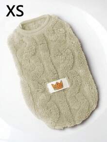 1件宠物服装。加厚保暖的毛绒背心，适合小型犬和猫在冬季穿着。狗狗可以穿着它快乐地在户外玩耍。 - 卡其色 - 查看 9