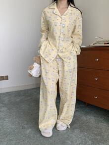 DAZY 可爱兔子印花女士睡衣套装