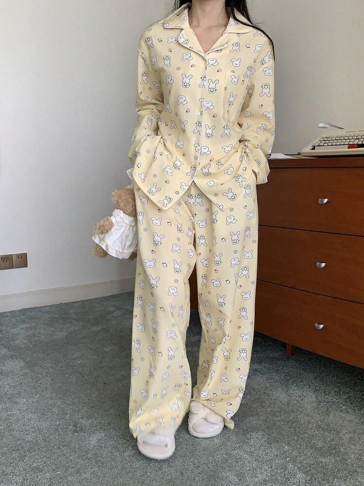Cute Rabbit Print Women Pajama Set