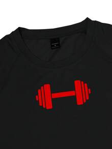 GymBeat Men's Spider Print Raglan Short Sleeve Casual Fitness Workout T-Shirt Compression Shirt Men - Black - View 7