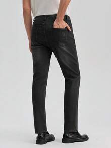 Officeau Men's Classic Black Denim Stretch Jeans Spring To Summer - Black - View 2