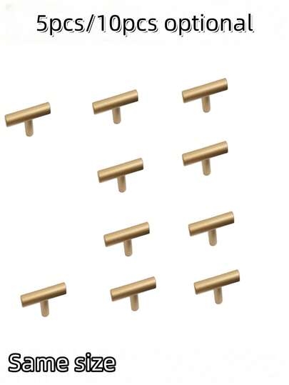 5个/10个简约金色把手，橱柜门抽屉把手，铝合金厨房橱柜旋钮，单孔抽屉旋钮（适用于梳妆台抽屉）