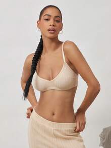 Ocili 100% Cotton Ribbed Comfortable Basic Minimalist Chic Autumn Casual Women Bra