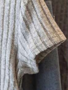 Resyla Blusa de cuello en V profundo ajustada de manga corta 2 en 1 - Gris Claro - Ver 4