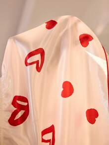 MuseNap CURVE 大码女式红色爱心印花府绸可爱甜美开衫短袖短裤睡衣套装 - 白色 - 查看 7