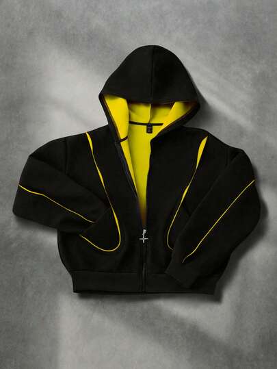 Street Life Sweat-shirt patchwork à couleurs contrastées pour hommes, style de rue rétro