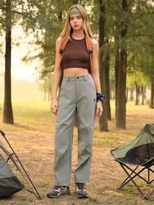 SHEIN In My Nature 女士休闲斜插口袋徒步裤 - 藍色 - 查看 6