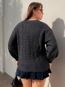 Nezia Cruz 女式大码纯色 V 领粗针织毛衣，冬季