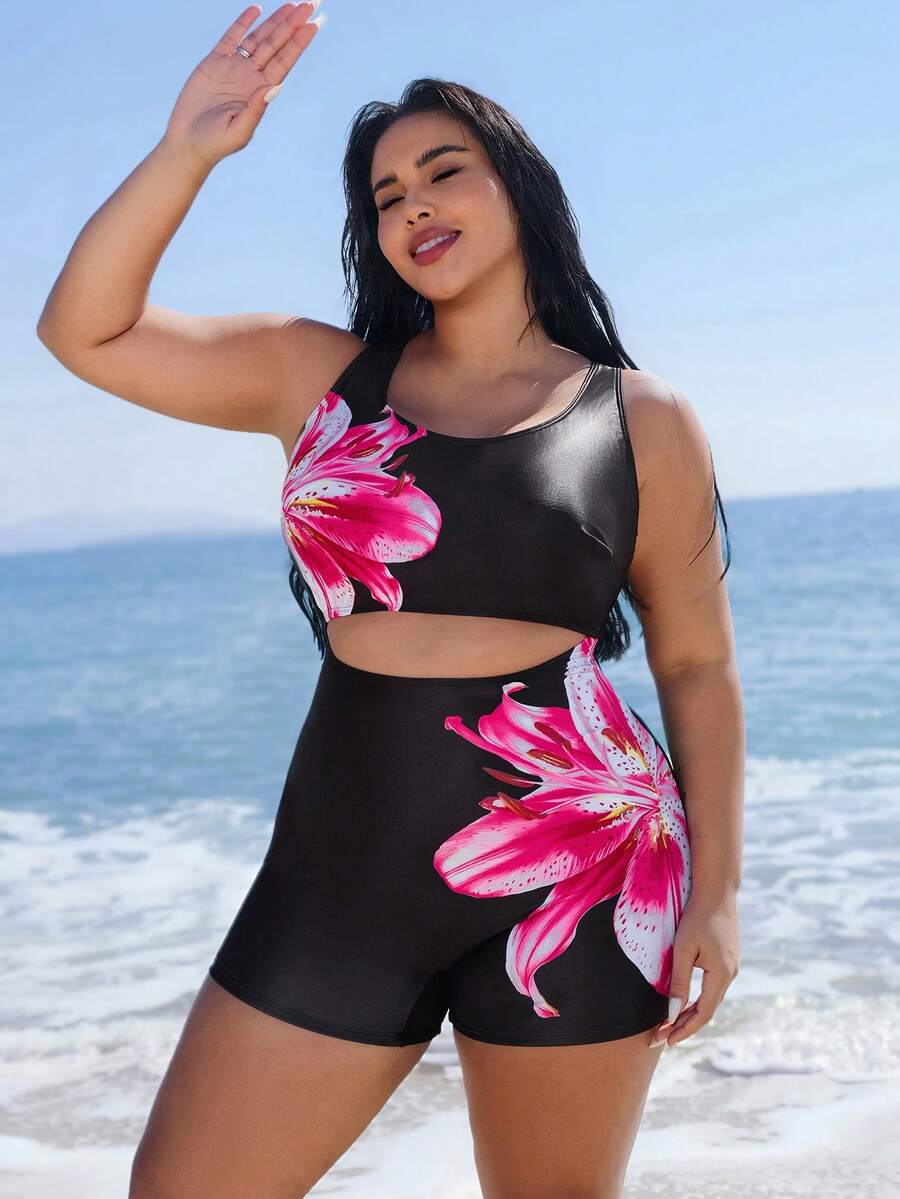 Swim SPRTY 2026新款印花运动冲浪加大码连体泳衣 - 彩色 - 查看 1