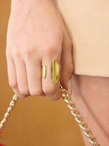 MOTF PREMIUM 18K镀金不锈钢几何极简戒指 - 金色 - 查看 1