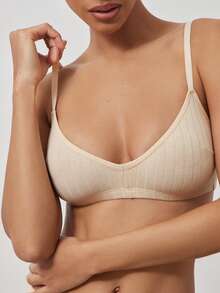 Ocili 100% Cotton Ribbed Comfortable Basic Minimalist Chic Autumn Casual Women Bra