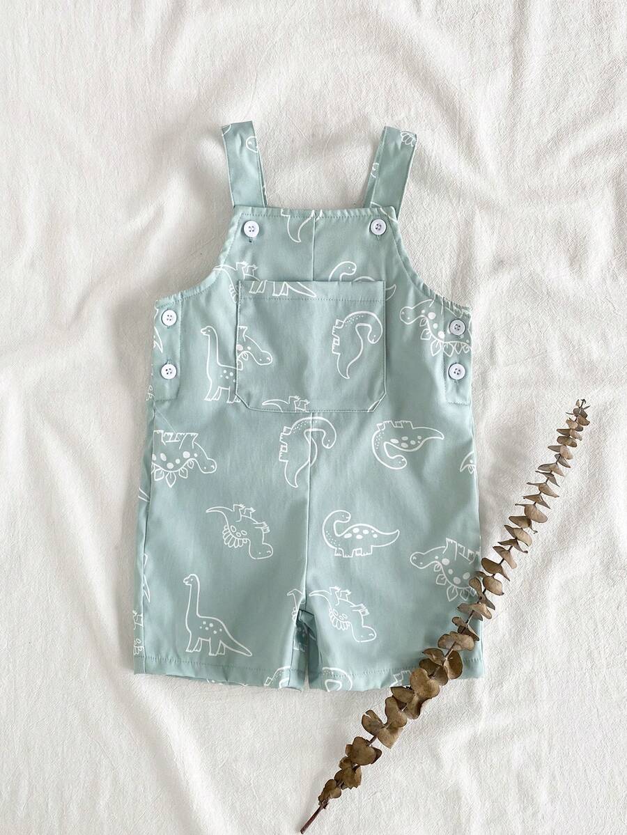SHEIN Vintaside Kids Baby Boys Pocket Jumpsuit - Green - View 1
