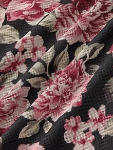 SHEIN MOD 高腰侧抽绳腰部褶裥下摆印花长裙 - 彩色 - 查看 6