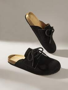 Solecia 女士系带休闲平底鞋，百搭时尚 - 黑色 - 查看 6