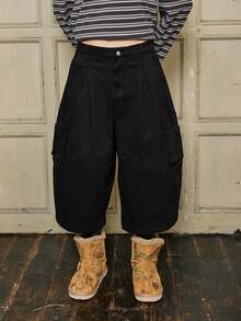 COUREZ Longline Balloon Cargo Jorts /Y2K Spring Clothes For Women Street Streetwear Cute Casual Going Out Outfits Stylish Back To School Outfits