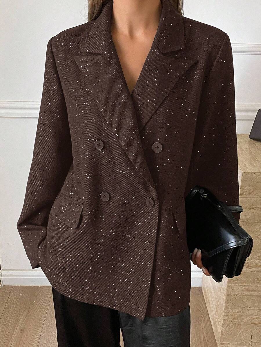 DAZY Chaqueta casual de mujer con lentejuelas, otoño - Café integral - Ver 1