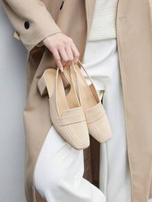 Sleekvia Giày cao gót thấp cổ điển cho nữ, màu đen, thích hợp cho ngày Valentine. - Màu be - Xem 4