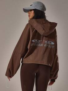 Musera Sport Áo khoác thể thao in họa tiết, khóa kéo ¼, kiểu dáng năng động, thích hợp cho tập gym, tập luyện thể dục thường ngày. - Màu nâu  Mocha - Xem 1