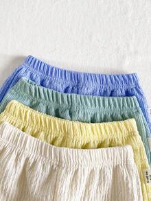 SHEIN Vintaside Kids Bộ 4 quần short dệt kim trơn màu, thoải mái, kiểu dáng thường ngày cho bé trai. - Nhiều màu - Xem 6