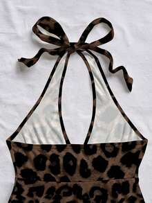 Soleia Women's Casual Vacation V-Neck Bowknot Halter Backless Babydoll Top, Suitable For Summer Vacation Spring - Multicolor - View 4