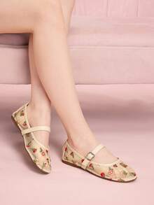 CUCCOO DOLLMOD Women's Casual Breathable Comfortable Flats Valentine's Day - Apricot - View 3