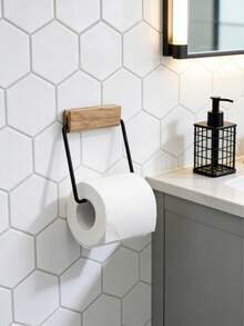 Madebyblanc Minimalist Wall Mounted Toilet Paper Holder, Wooden And Metal Bathroom Tissue Roll Rack - Multicolor - View 11