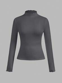 SHEIN EZwear 两件套灰色和白色休闲修身长袖T恤，秋冬季 - 彩色 - 查看 6