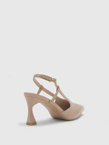 CUCCOO BIZCHIC Pointed Toe Slim High Heel Apricot Backstrap Minimalist Classic Women's Pumps, Versatile For Daily, Commute, Elegant, Party