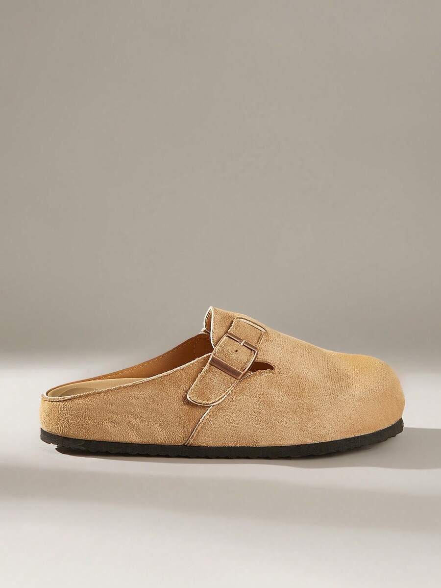 Solecia Giày lười nữ đế bằng màu trơn, trang trí kim loại, kiểu dáng thường ngày, thích hợp cho kỳ nghỉ xuân, lễ Phục sinh và Giáng sinh. - Màu nâu nhạt - Xem 1