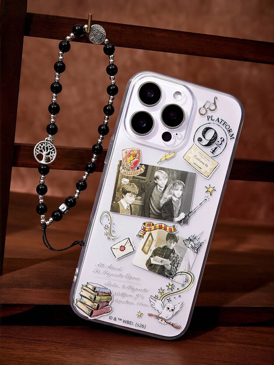 HARRY POTTER X SHEIN 电影框图案印花透明手机壳,兼容 11 - 17 Pro Max - 透白 - 查看 1