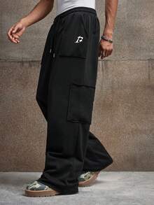 Men's AXEPEAK Casual Fashionable Sweatpants - Black - View 1