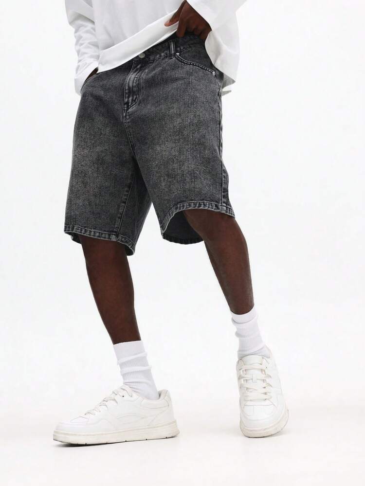 Regular Fit Washed Denim Shorts