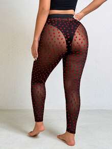 SHEIN EZwear Leggings attillati in rete e patchwork sexy e versatili, per primavera/estate, taglie comode - Multicolore - Visualizzare 7