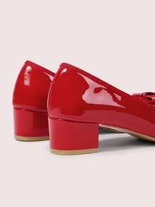 CUCCOO DOLLMOD 女士黑色时尚经典可爱蝴蝶结学院风洛丽塔风格玛丽珍低跟鞋 - 紅色 - 查看 10