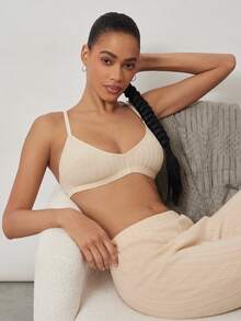 Ocili 100% Cotton Ribbed Comfortable Basic Minimalist Chic Autumn Casual Women Bra