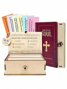 Bible Verse Gift Set - Includes A Handcrafted Wooden Storage Box Containing 150 Prayer Cards With Scripture Passages. Conveys Heartfelt Sentiments And Daily Encouragement Through Inspiring Verses. A Christian Bible Gift. - Multicolor - View 3