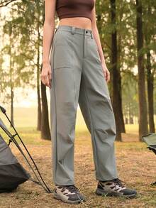 SHEIN In My Nature 女士休闲斜插口袋徒步裤 - 藍色 - 查看 4