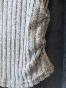 Resyla Blusa de cuello en V profundo ajustada de manga corta 2 en 1 - Gris Claro - Ver 5