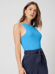 MOTF PREMIUM ÁO HAI LỚP DÁNG ÔM SÁT MÀU TRƠN DÀNH CHO NỮ, MÙA HÈ - Màu xanh lam - Xem 7