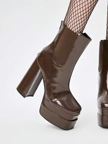 ROMWE Grunge Punk Women Ankle Boots & Booties - Brown - View 2