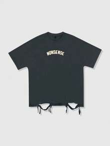 ROMWE MEN Street Life Áo thun nam tay cánh dơi phong cách đường phố, thích hợp mặc hàng ngày, mùa xuân/hè. - Xám - Xem 2