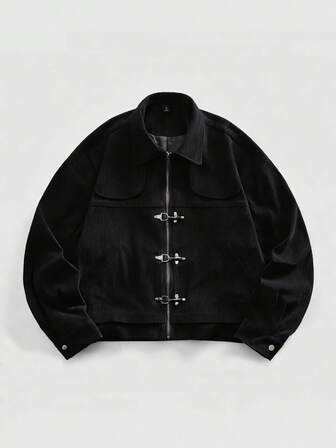 Street Life Veste casual polyvalente en velours côtelé de couleur unie pour hommes