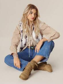 Styleloop 女士侧拉链设计休闲日常踝靴 - 卡其色 - 查看 3