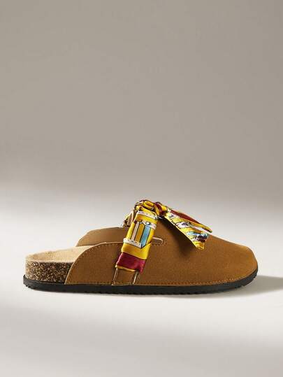 Solecia 女士圆头花卉丝巾包，单肩设计，方便穿脱，平底舒适，适合日常宴会和通勤，时尚百搭的女鞋