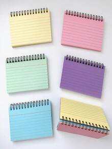 Conjunto de 6 cadernos minimalistas com espiral, estilo , disponíveis em várias cores! Perfeitos para anotações em festas, eventos estudantis e para escrita casual. Super práticos para salas de aula, bibliotecas e para levar para qualquer lugar. Um caderno compacto para você levar sempre com você. - Multicolorido - Ver 1