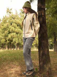 SHEIN In My Nature بنطلون خارجي للنساء بلون أحادي قابل للفصل - رمادي - مشاهدة 4