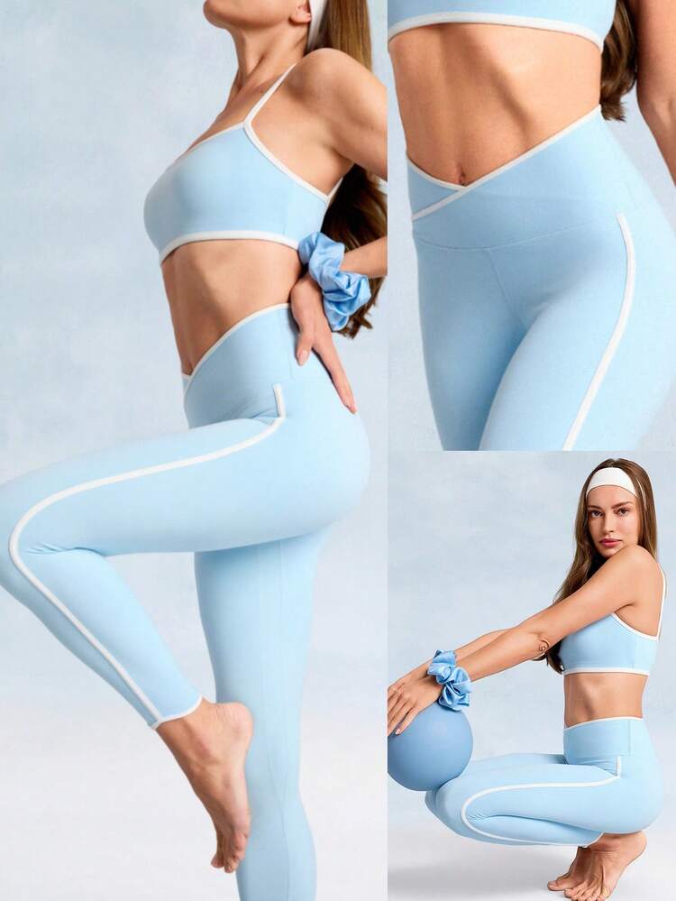 26" Leggings à rayures avec ourlet de taille FeatherFit™, yoga à faible impact, usage quotidien