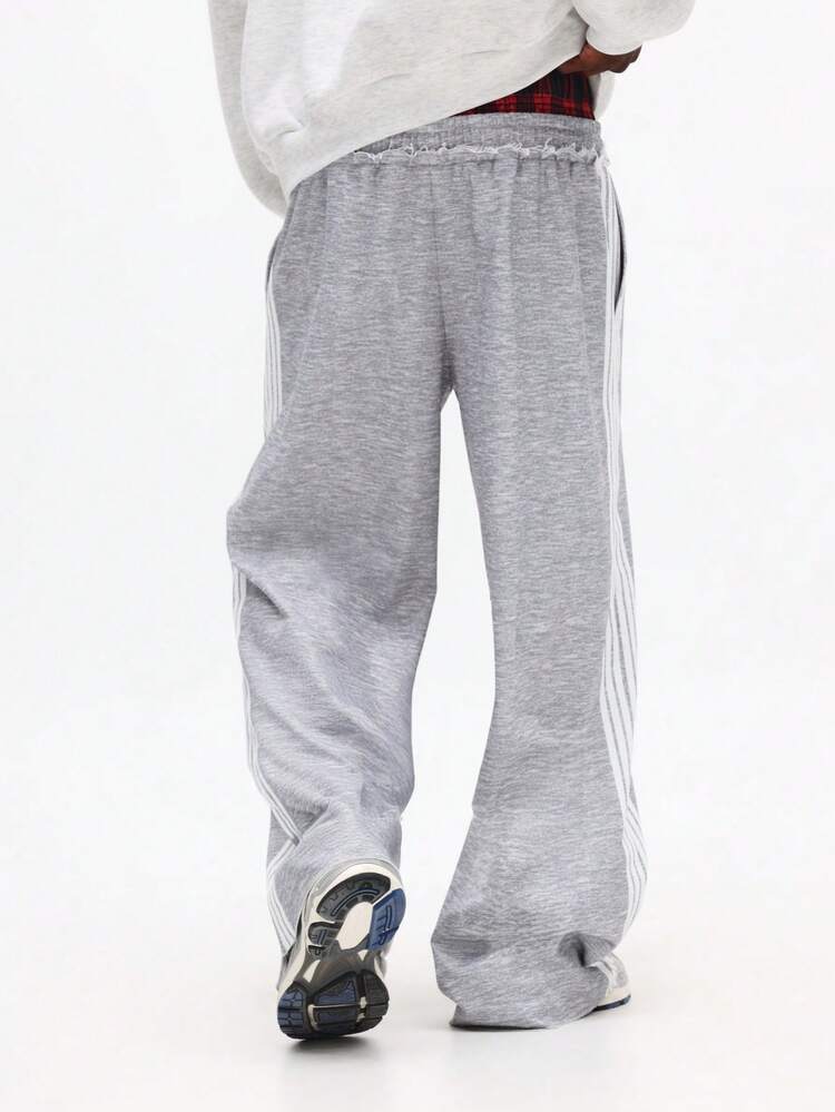 Heathered Sweatpants With Side Stripes