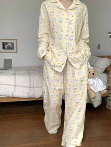 DAZY 可爱兔子印花女士睡衣套装